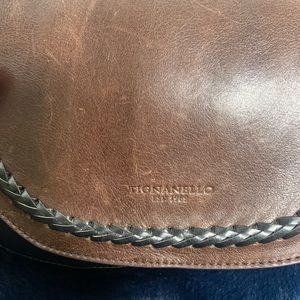 Tignanello brown and black crossbody link print on lining hood used condition